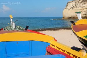 Fishing boats for hire for a cruise along the beautiful Algarve coast.